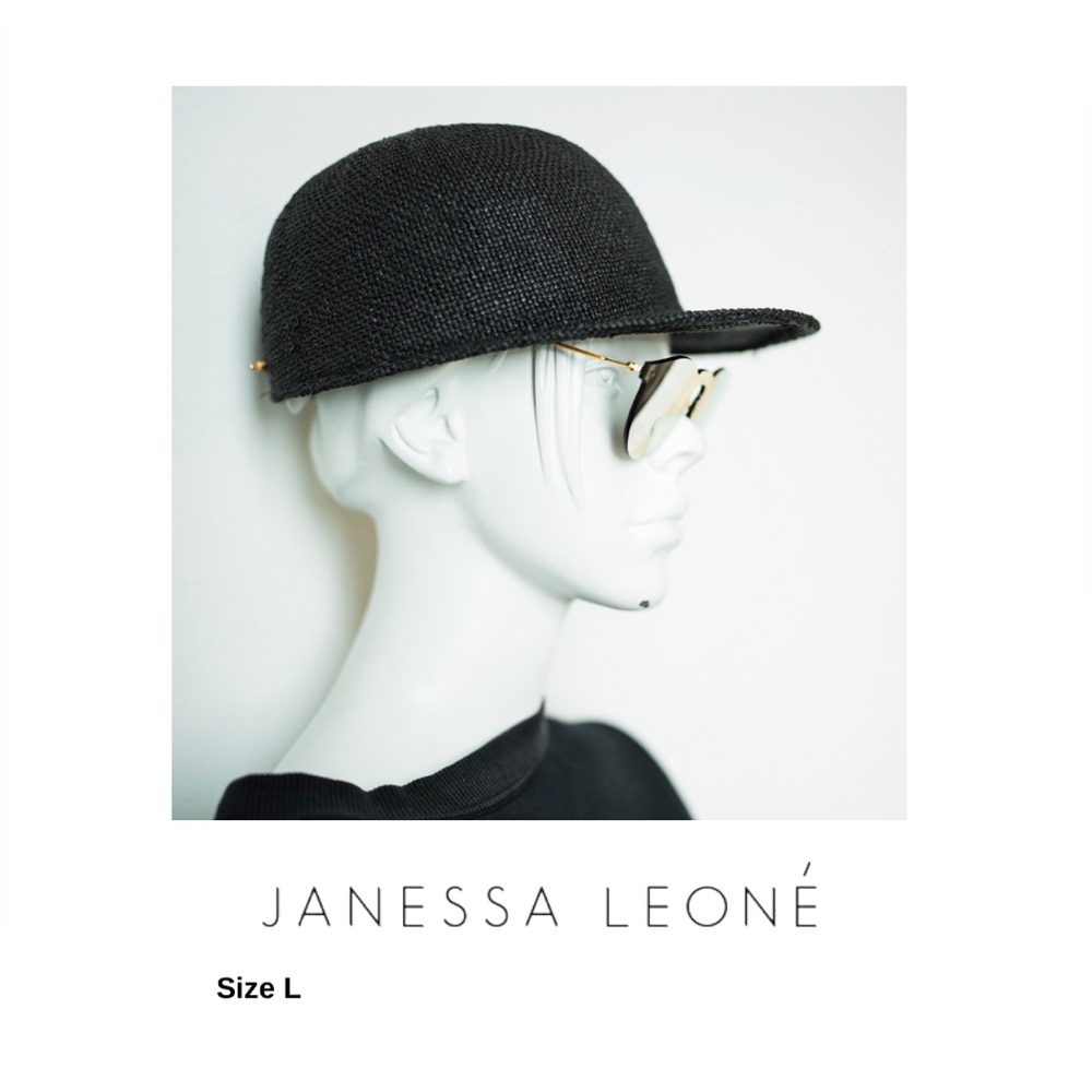 JANESSA LEONE | Lysa Strap Cap Hat in Black Size Large